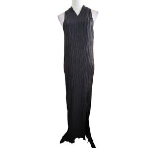 ASOS DESIGN Curve Black Pleated Halter Neck Maxi Dress Womens Sz US 16 Backless